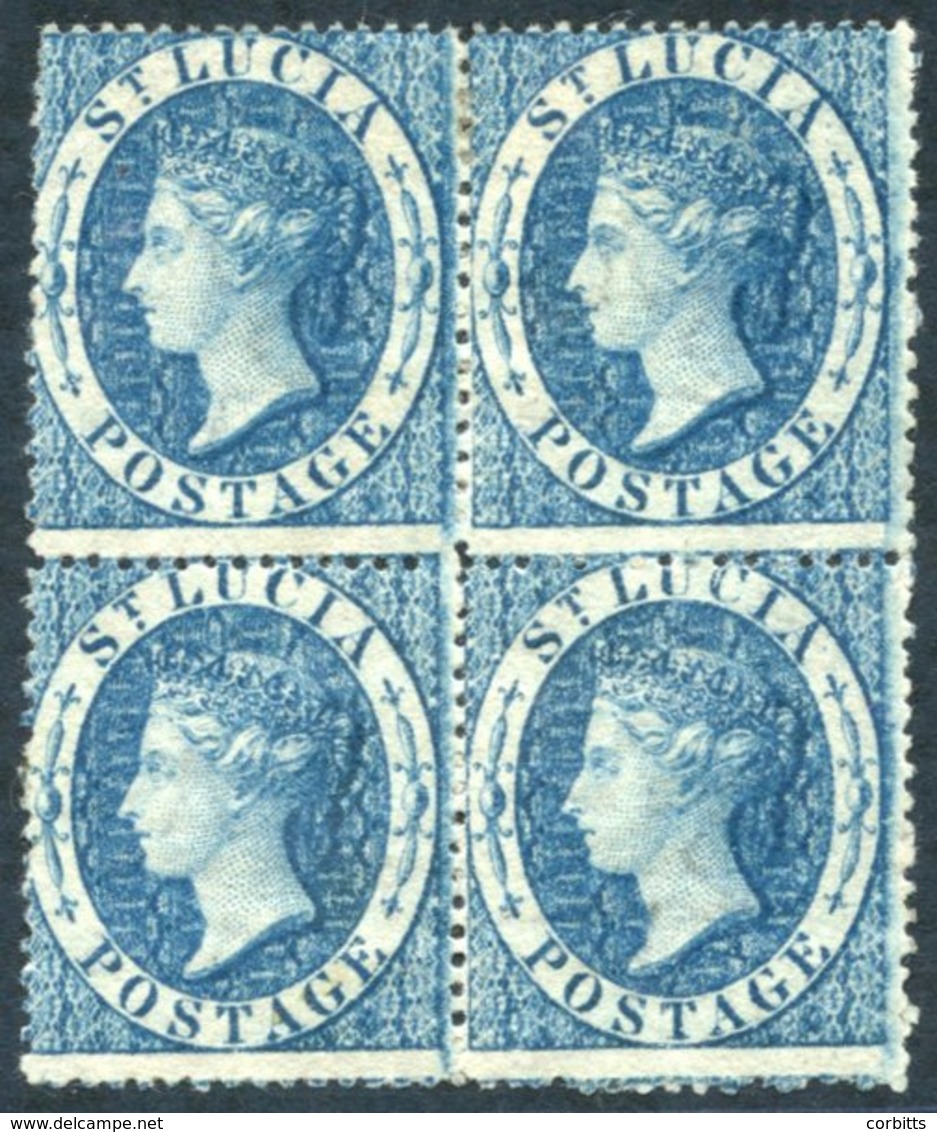1860 (Dec) Wmk Small Star, Perf 14 To 16, 4d Blue Block Of Four, Unused With Part Or Large Part O.g, Centred To Upper Le - Otros & Sin Clasificación