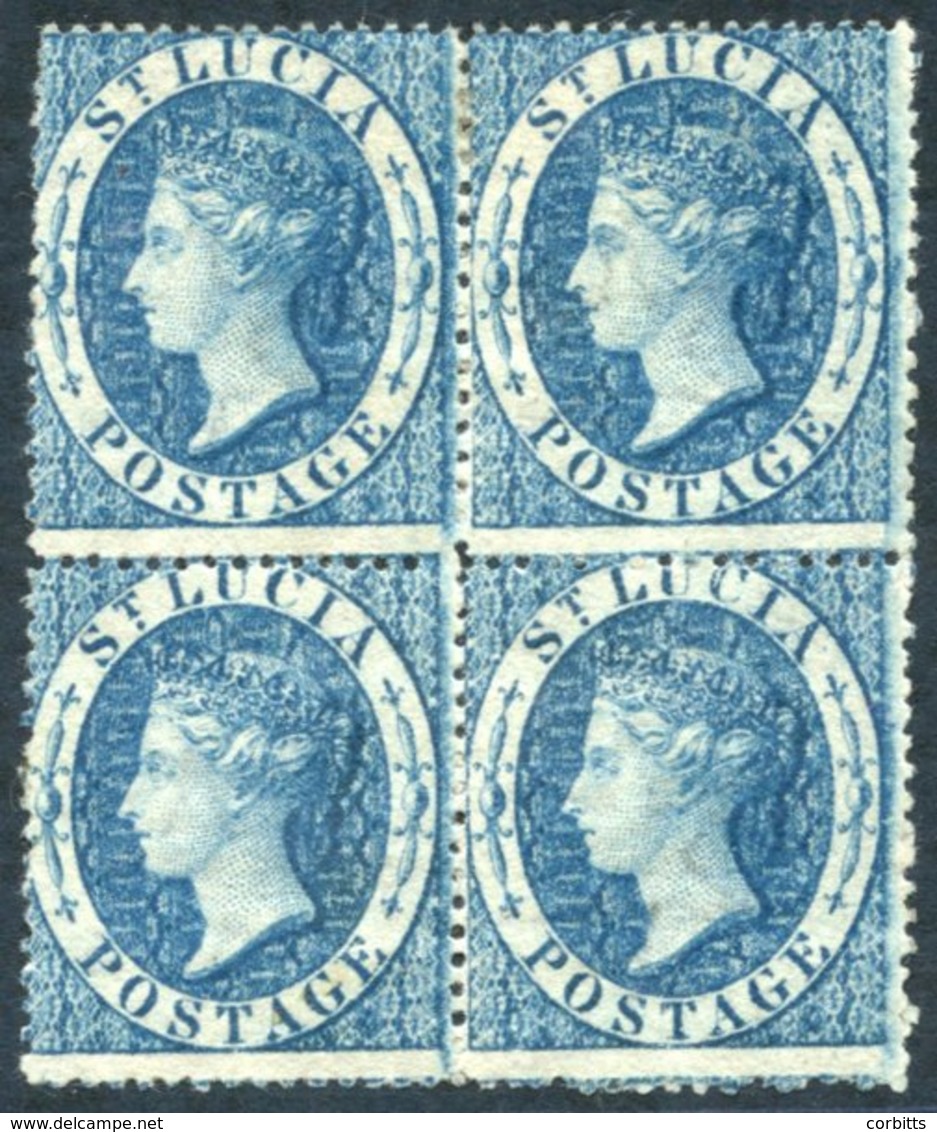 1860 (Dec) Wmk Small Star, Perf 14 To 16, 4d Blue Block Of Four, Unused With Part Or Large Part O.g, Centred To Upper Le - Other & Unclassified