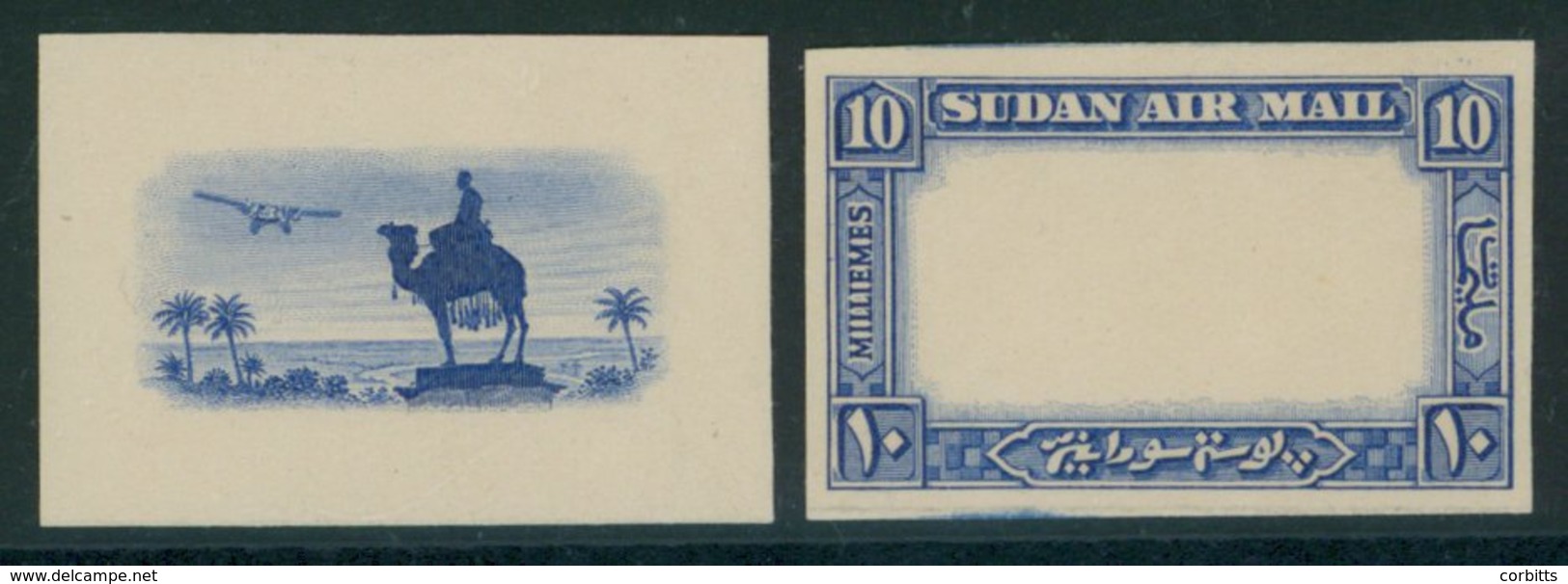 1931-37 Airmail Proofs. Vignette & 10m Frame, Both Stamp Size In Ultramarine On Surface Wove Paper, Vignette With Shallo - Otros & Sin Clasificación