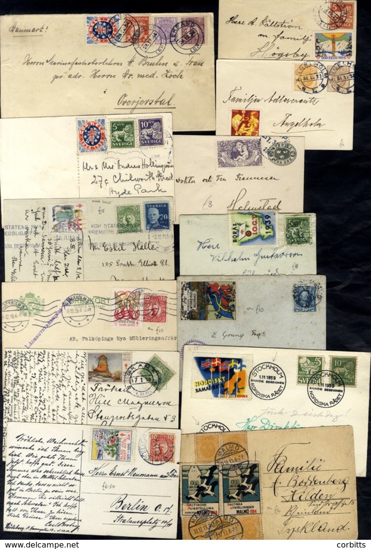 C1910-50 Covers & Cards Including Good Variety Of Christmas Charity Labels (12), Local Stamps, Advertising Labels, Anti- - Sonstige & Ohne Zuordnung