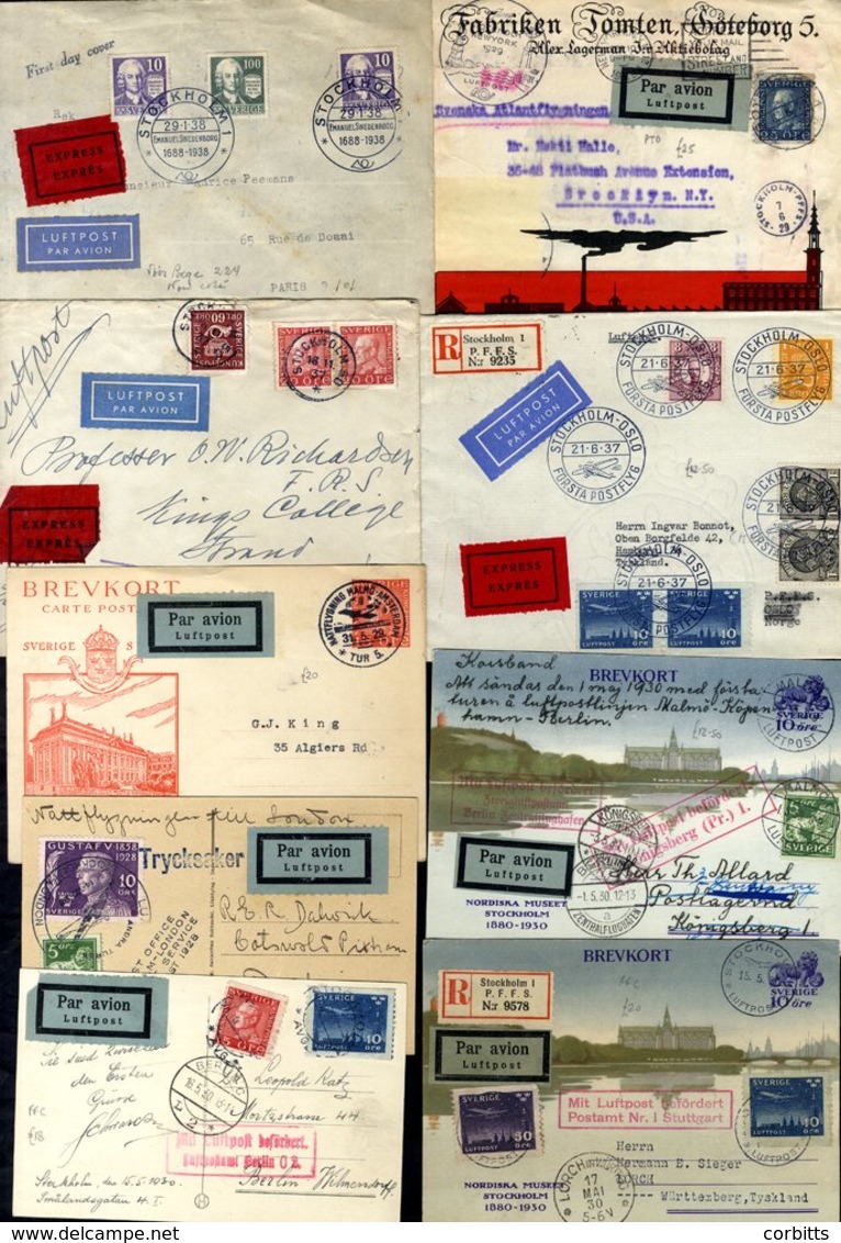 C1928-38 Airmail  Covers Etc Including Uncommon Postcards (5), Express Items, FFCs Etc Addressed Mainly To Europe Includ - Other & Unclassified