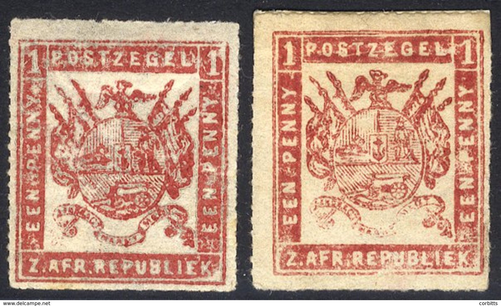 1870 Viljoen Medium Paper Rouletted 1d (two Shades) Unused, SG.18a. (2) Cat. £170 - Sonstige & Ohne Zuordnung