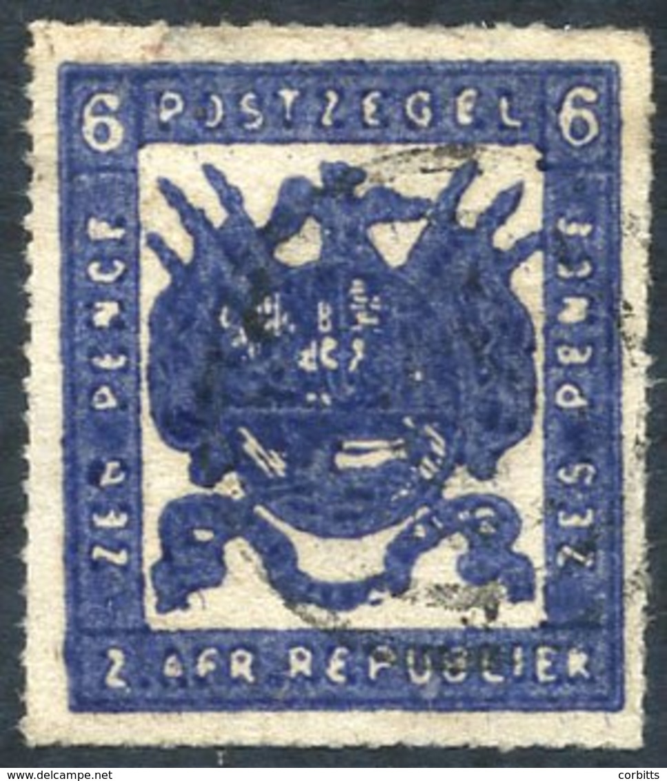 1870 Viljoen Rouletted 6d Deep Ultramarine, Superb U Example From The Over-inked Plate, Roulettes All Around, SG.19B. Ra - Autres & Non Classés