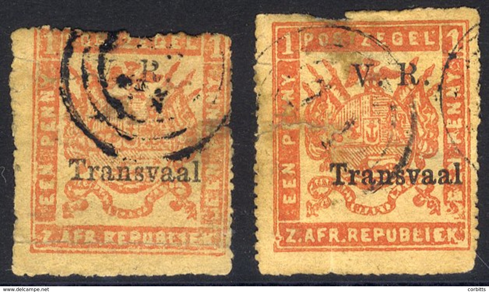 1879 Pin Perf About 17 Two U Examples Of The Red-yellow, One In Deep Red (range), As Always They Have Faults But Fair Co - Sonstige & Ohne Zuordnung