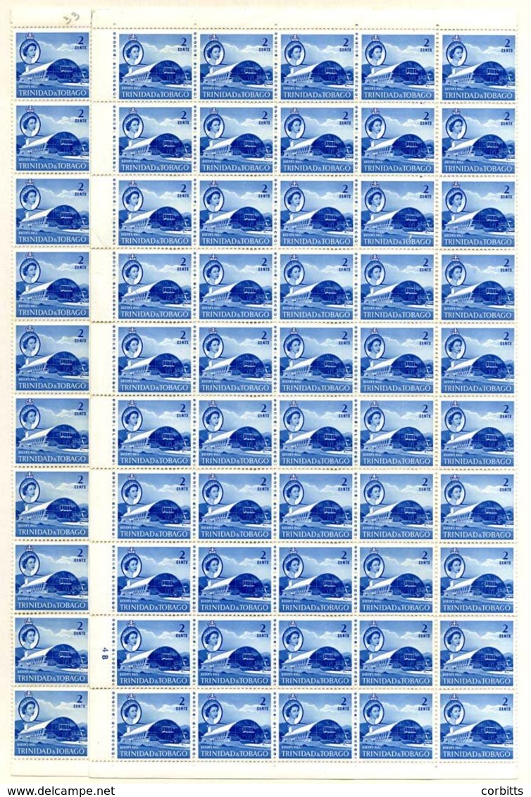1960 2c Bright Blue 'Queens Hall' Wmk Inverted UM, Full Sheet Of 100 (central Split - So Now Two ½ Sheets Of 50), Six St - Otros & Sin Clasificación