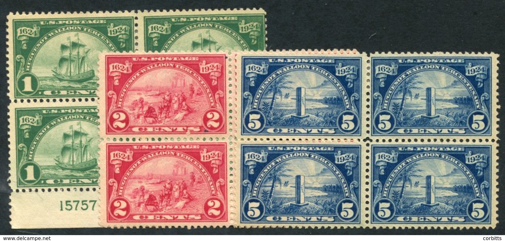 1924 Huguenot Set In Fine M Blocks Of Four (2x UM In Each Block), SG.618/20, Cat. £120+ - Other & Unclassified