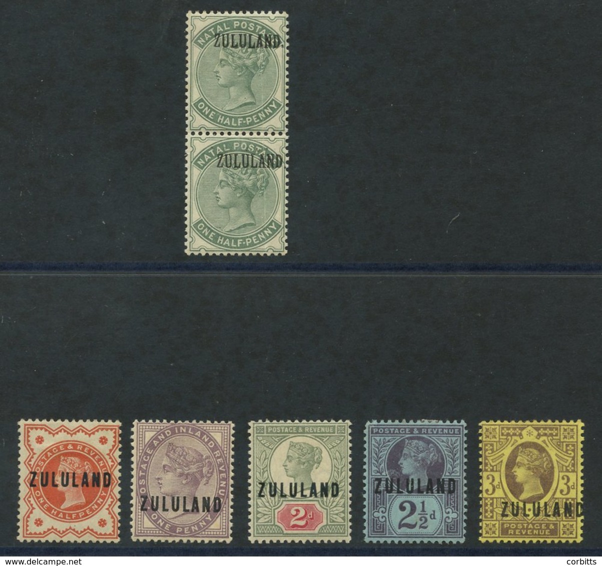 1888-93 Short Set Of 5 ½d To 3d M, SG.1/5, Also 1888 Opt On Natal ½d Green (with Stop) Vertical Pair M - Vertical Crease - Other & Unclassified