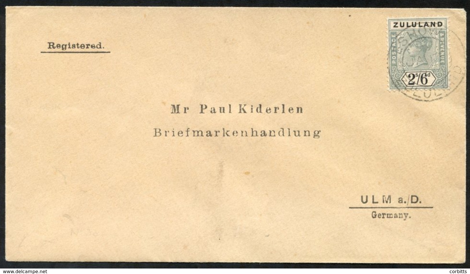 1897 Registered Envelope To Germany With 2/6d, Cancelled Eshowe JA.13.97. - Otros & Sin Clasificación