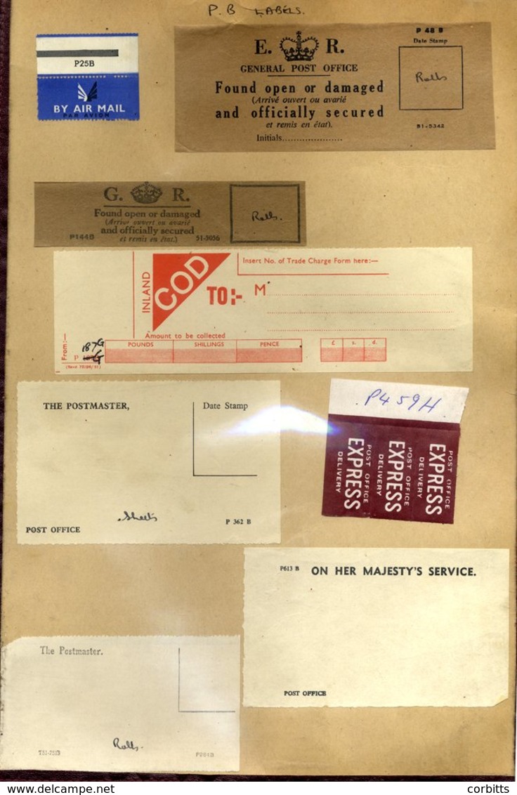 POST OFFICE PRINTED LABELS - Loose Leaf Book Formerly Kept In Colchester Head Post Office Stores Branch, Showing A Wide  - Other & Unclassified