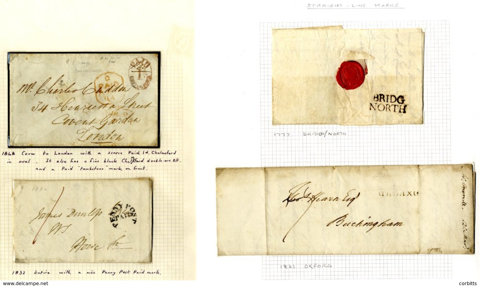 1777-1838 RANGE OF COVERS (15) & Fronts (7), Various Strikes Incl. 1777 BRIDG/NORTH, 1796 LEICESTER, 1801 STIR/LING, 180 - Otros & Sin Clasificación