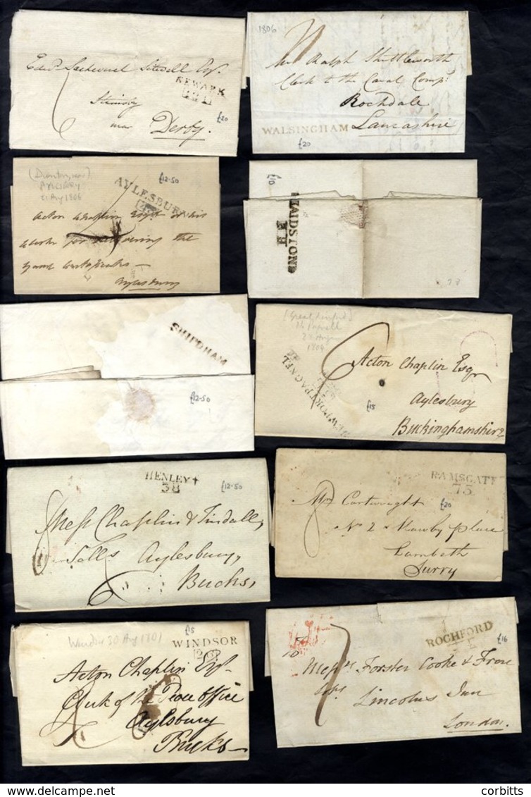 1800-40 PRE-STAMP Covers With Useful Variety Of Straight-line Or Circular Mileage Marks - Good Representative Lot, Well  - Otros & Sin Clasificación