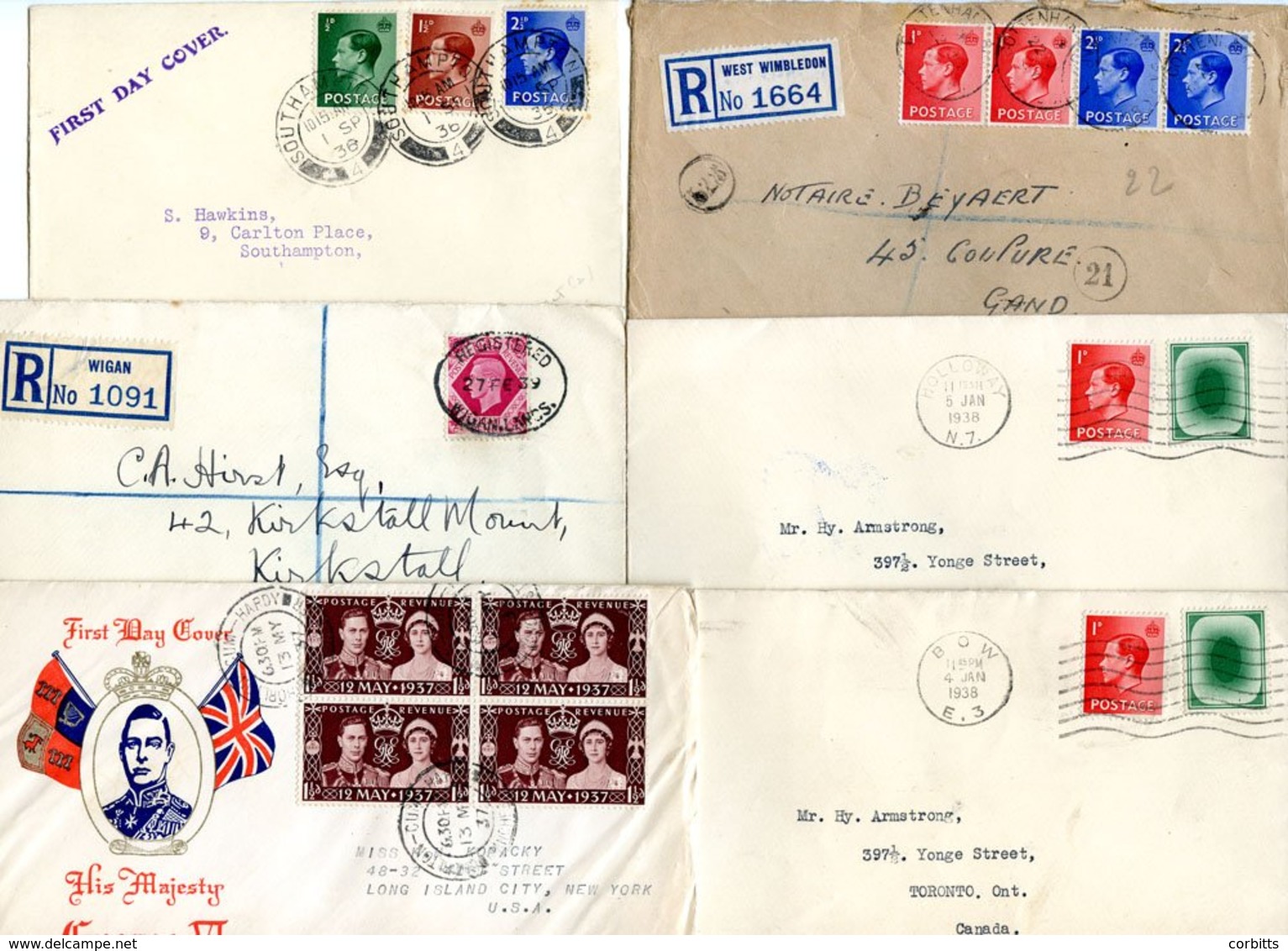 KEVIII-QEII Cover Range Including KEVIII FDC, ‘poached Egg’ Trials (2), KGVI With Useful WWII Including Unusual Censored - Other & Unclassified