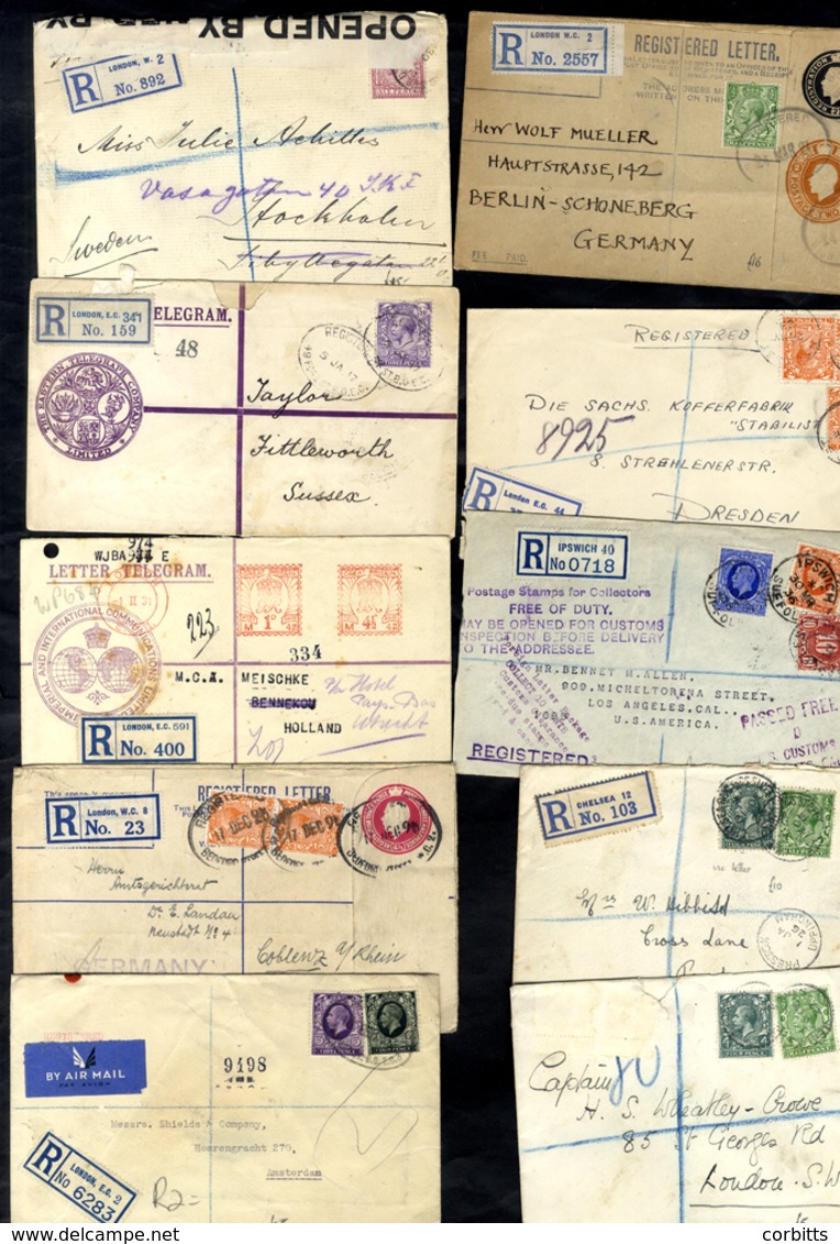 KGV Range Of Covers To Foreign Destinations Incl. Stationery Envelopes (8), Wide Variety Of Commercial Frankings, Telegr - Sonstige & Ohne Zuordnung