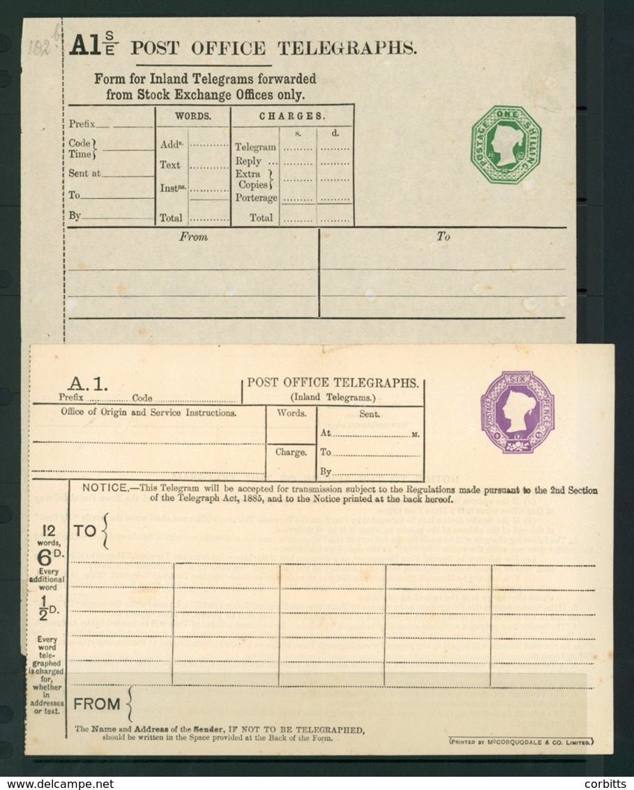 QV Telegraph Form 1s Green, Dated Die 25.10.82 TP38a (Cat. £100), 6d Dated  Die 20.11.90 TP39b Cat. (£50) & 6d Dated Die - Other & Unclassified