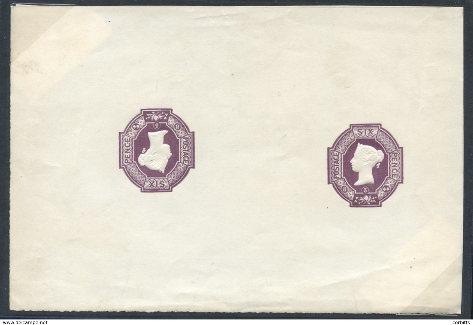 1866 6d Mauve Embossed '2ww' Die, Dated 8.3.66 On Unwatermarked Wove Paper - A Tete-beche Pair. Attractive PROOF. - Other & Unclassified