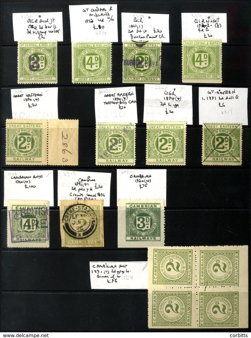 RAILWAY LETTER STAMPS OF ENGLAND, SCOTLAND & WALES Collection On Hagner Leaves Of 335 Unused Or Used, Mainly 2d Values I - Autres & Non Classés