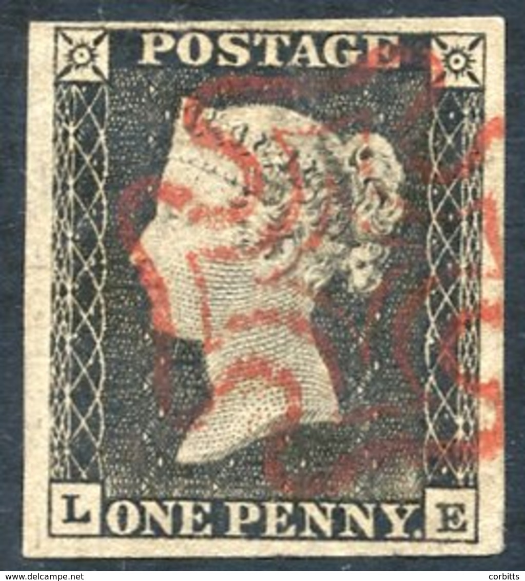 Plate 1a LE, Good To Large Margins, Very Fine Red MC, Slight Corner Crease, Very Handsome Stamp. - Autres & Non Classés