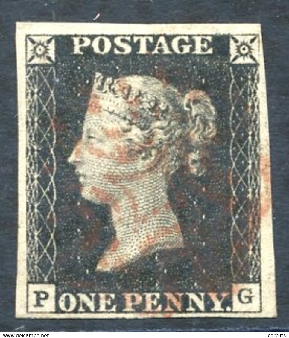 Plate 1b PG, Wmk Inverted, Very Fine Four Margined Example Cancelled By A Fine Red MC. Cat. £2500. - Sonstige & Ohne Zuordnung