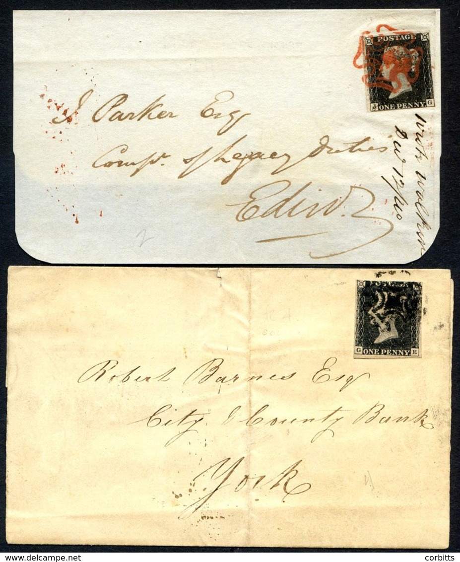 Solid Centre Maltese Cross Cover Front & Backflap From Cupar Fife To Edinburgh 1840 Dec Franked Pl.2 JG Touching To Larg - Other & Unclassified