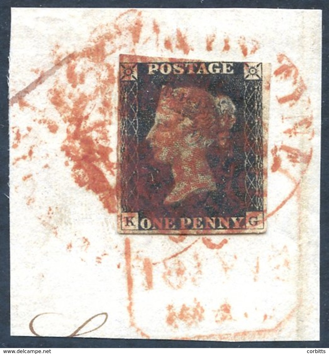 Plate 3 KG, Clear Margins Except For NE Corner - Just Touched On A Piece Tied By Three Different Red Cancellations - New - Other & Unclassified