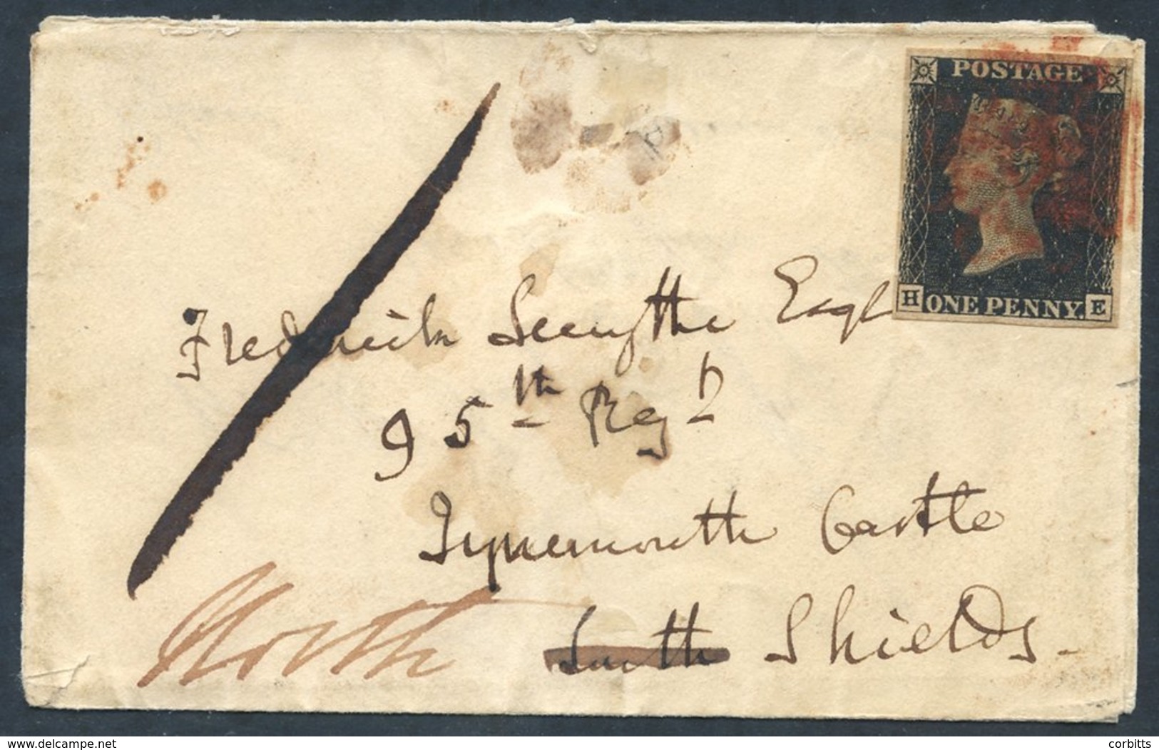 1840 Small Envelope From Killucan To Drumcree (Ireland), Then Turned And Sent To 95th Reg, Tynemouth Castle, North Shiel - Other & Unclassified