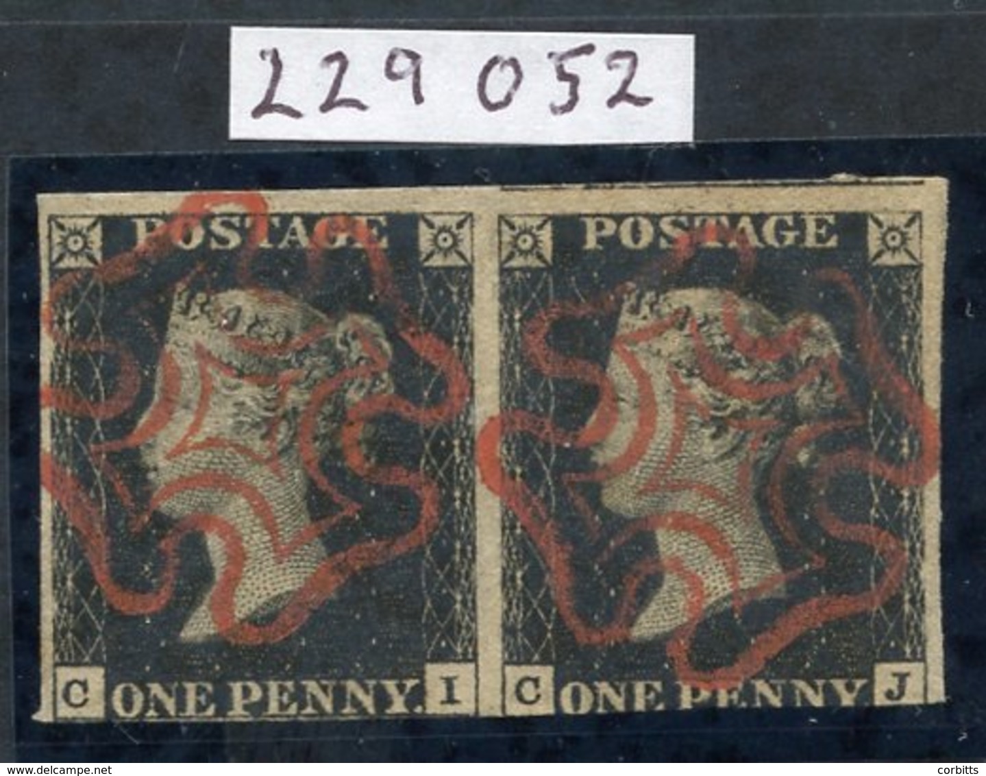 Plate 5 CI-CJ Horizontal Pair With Clear To Huge Margins On Three Sides, Cut Into Base Of CJ Which Also Has A Vertical C - Other & Unclassified