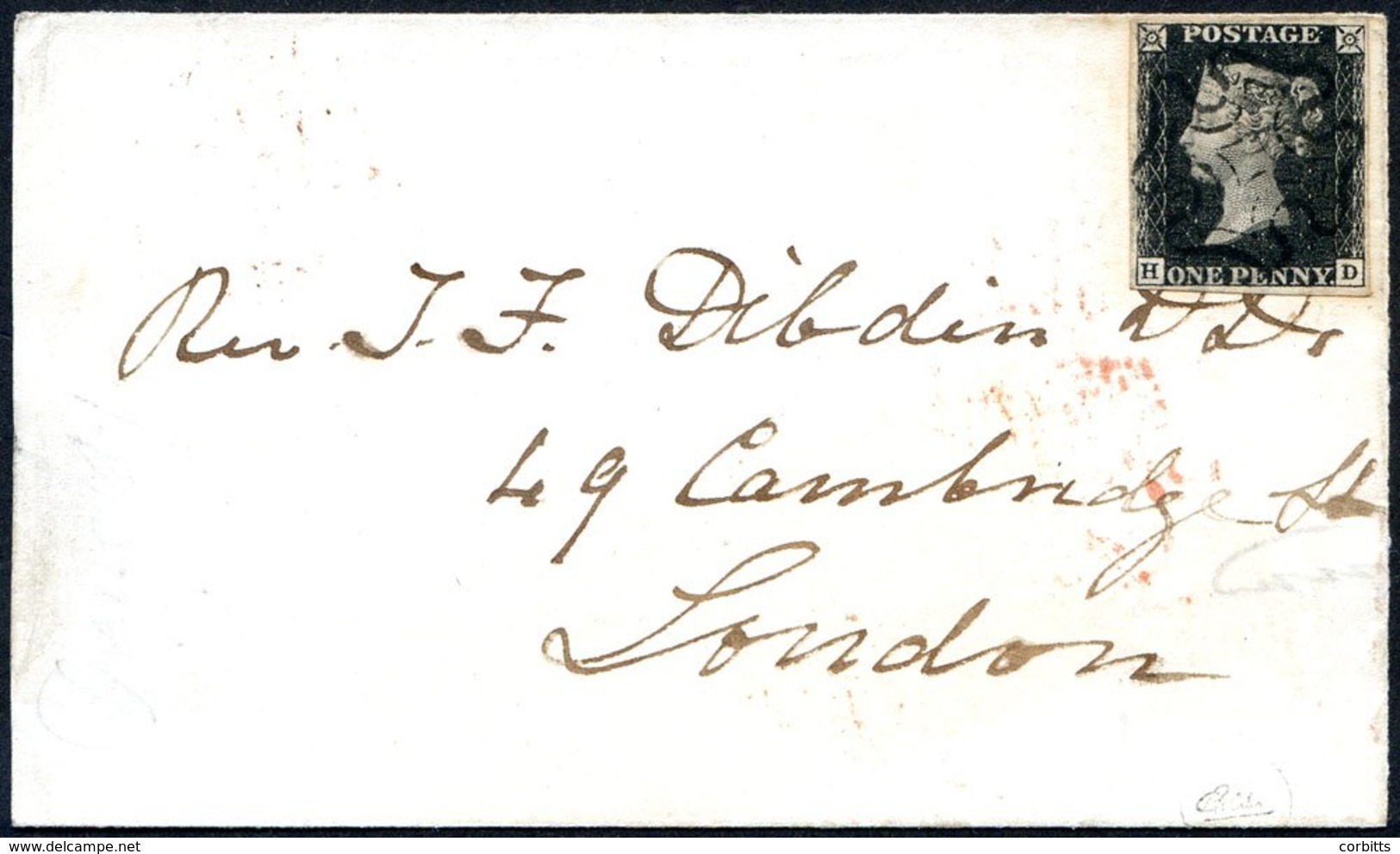 1841 Local London Usage Of A Wrapper Addressed To Cambridge St, Franked Plate 7 HD Four Good Margins, Cancelled By A Cen - Other & Unclassified