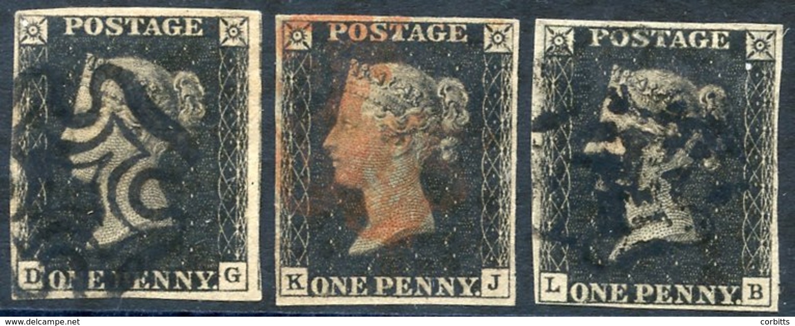 Plate 8 DG, Good To Large Margins Bold Black MC, Slight Crease, KJ Four Margins Red MC, LB Four Margins Black MC. (3) - Other & Unclassified