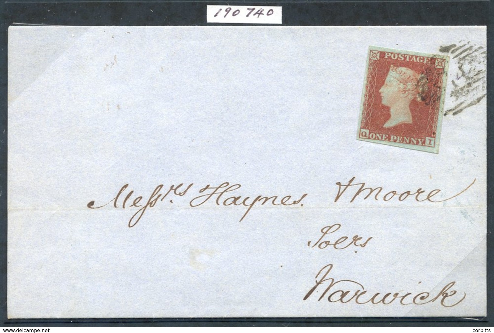 1852 1d Lake-red Pl.142 QI, Superb Wide Margined Example On A Lovely Neat Entire From London To Warwick Cancelled By The - Other & Unclassified