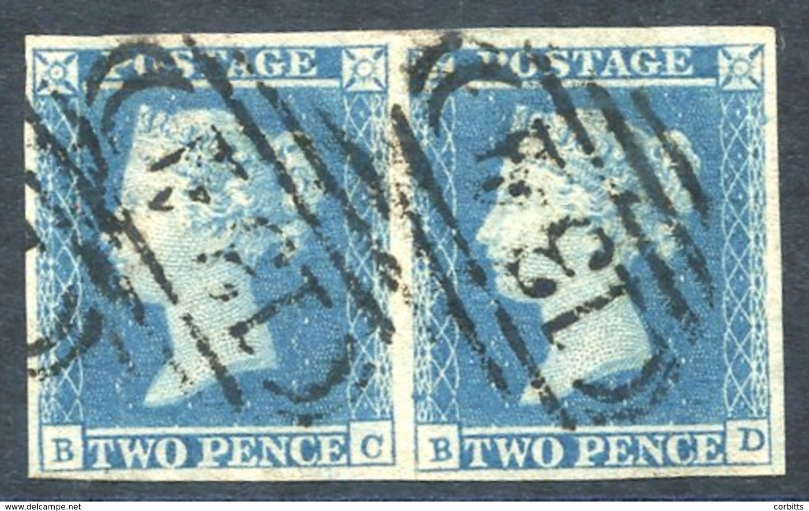 Plate 4 BC/BD, Violet Blue Horizontal Pair With Ivory Heads & Slight Sign Of Lavender Tint (early Stage), Good To Very L - Other & Unclassified