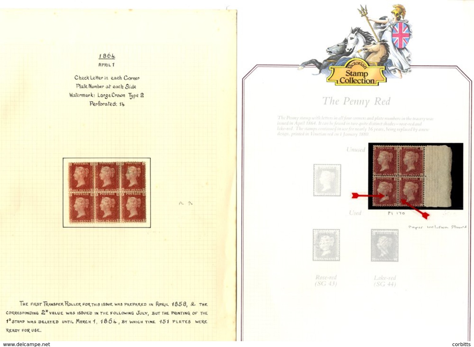 1864-79 1d Red Plate 140 Reconstructed Sheet Mounted Up (Cat. £660+), Also Plate 90 M Block Of Six (gum Faults), Plate 1 - Sonstige & Ohne Zuordnung