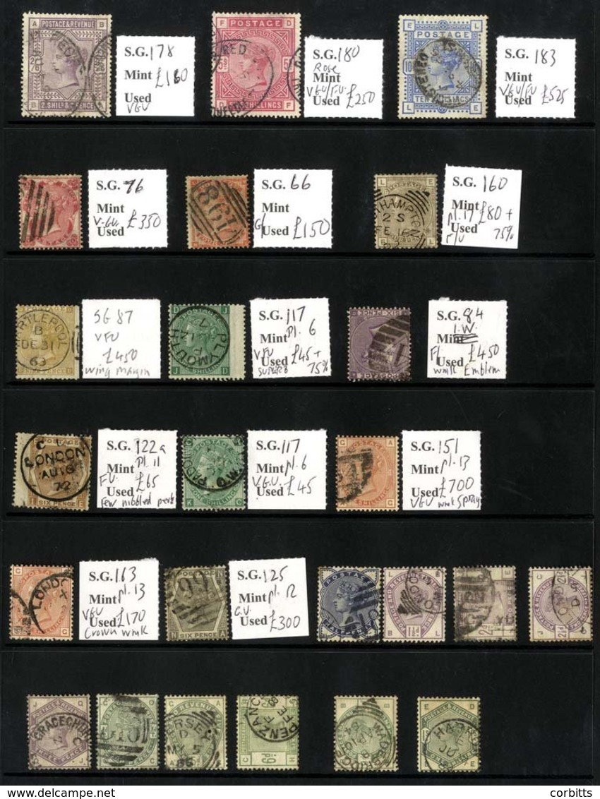 1862-83 U Range In Mixed Condition Incl. 1862 9d Emblems SG.87, Wing Margin Clipped, Fine Hartlepool Cds, 6d Lilac Wmk I - Autres & Non Classés