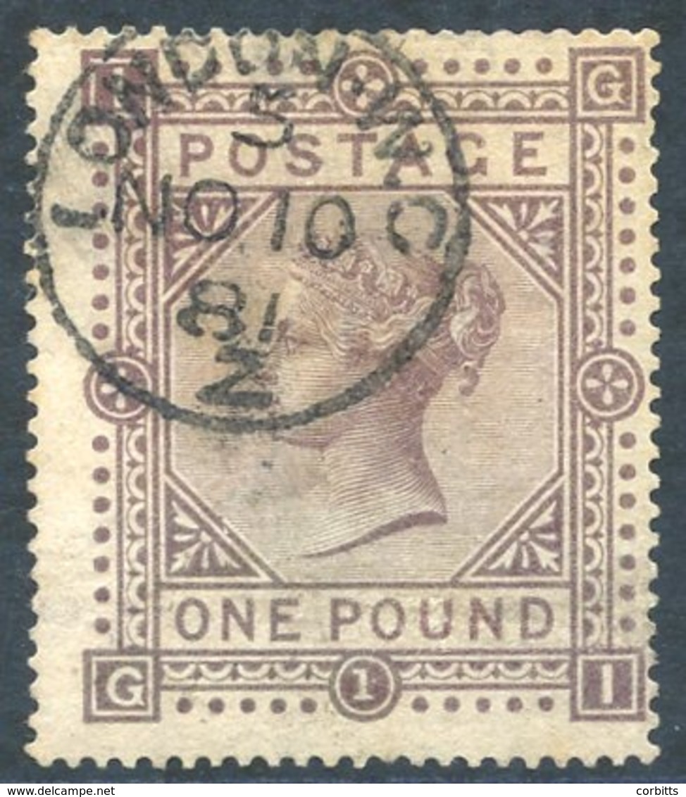 1867 Wmk Maltese Cross £1 Brown Lilac VFU With A 'London/Nov 10/81' Cds Centred To Right, Slight Thin. SG.129. - Autres & Non Classés