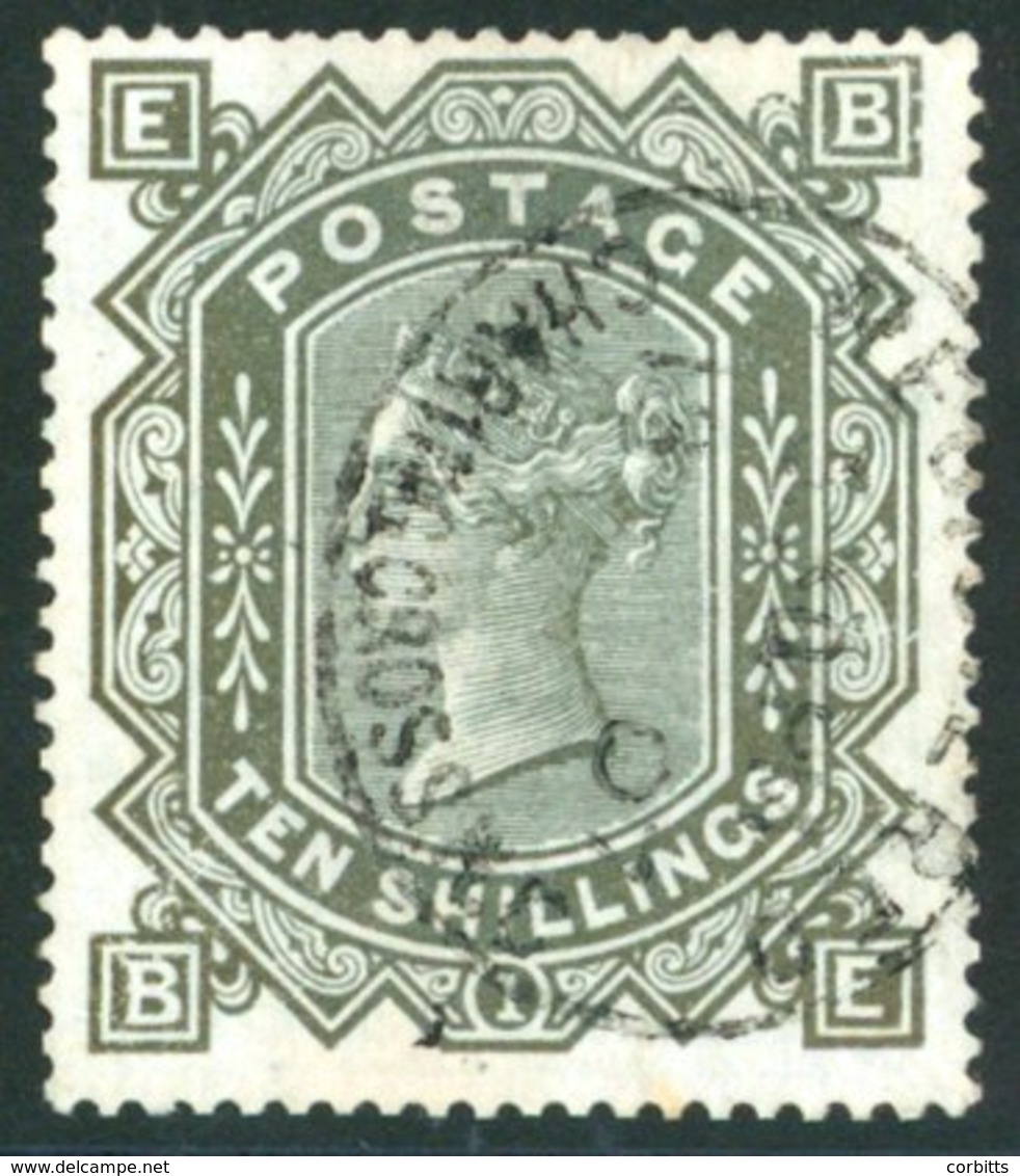 1867-83 Official Reproduction, Wmk Anchor 10s Grey Green Lett BE (SG.135 Variety) Lightly Cancelled By 'Registered/Chari - Other & Unclassified