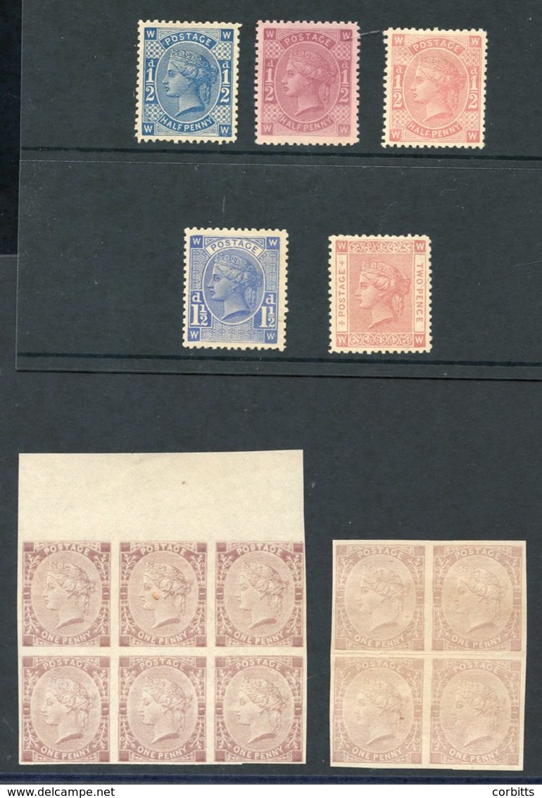 1879 Tender Essays 1d Top Marginal Imperf Block Of Six, Block Of Four In Pale Shade, 1880 Tender Essays For ½d (3 Differ - Autres & Non Classés