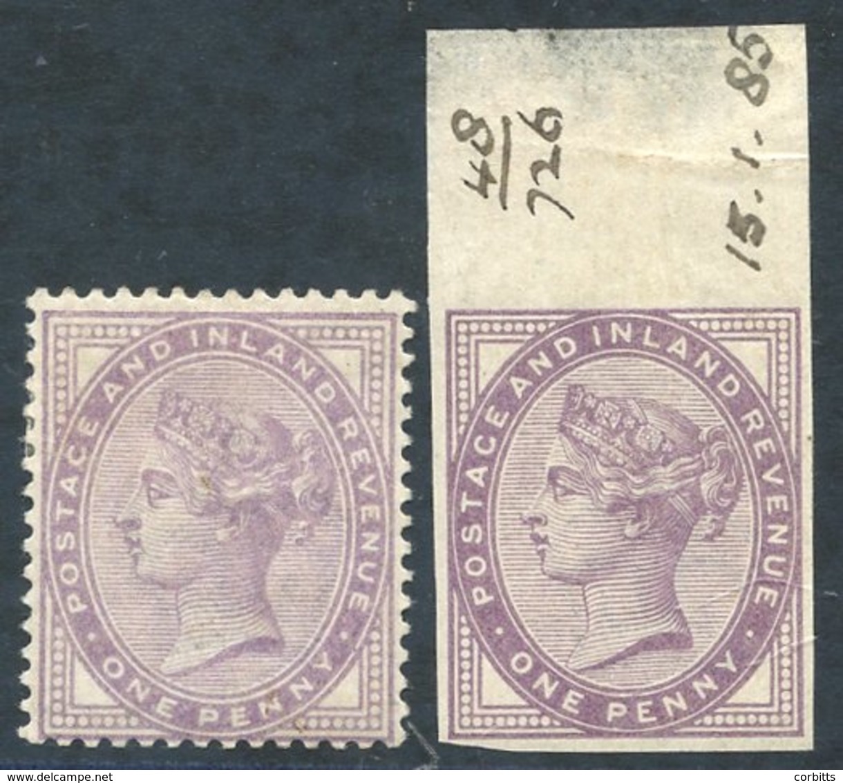 1881 1d Pale Lilac Die 1 (14 Dots) Fine M, SG.171, Also Die II (16 Dots) Imprimatur UM Top Marginal (hinged On Margin).  - Otros & Sin Clasificación