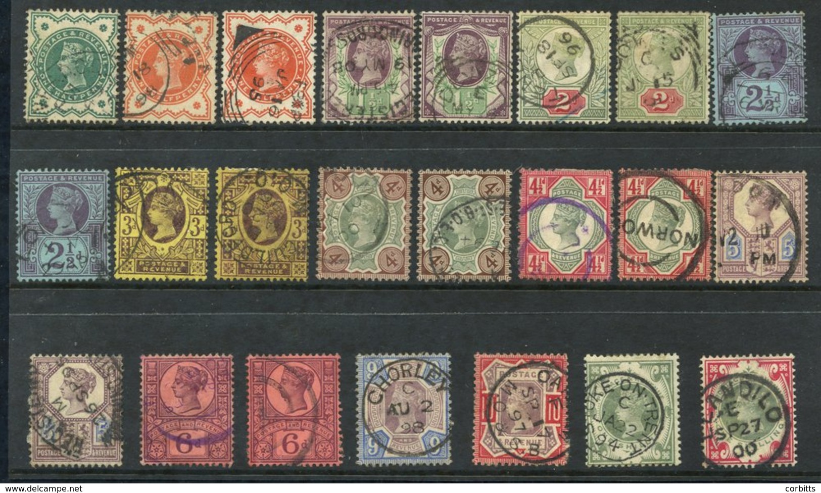 1887 Jubilee Set FU Incl. Odd Extra Shade, The 9d, 10d & Both 1s Bear Very Fine Cds's. SG.197/214. (23) - Autres & Non Classés