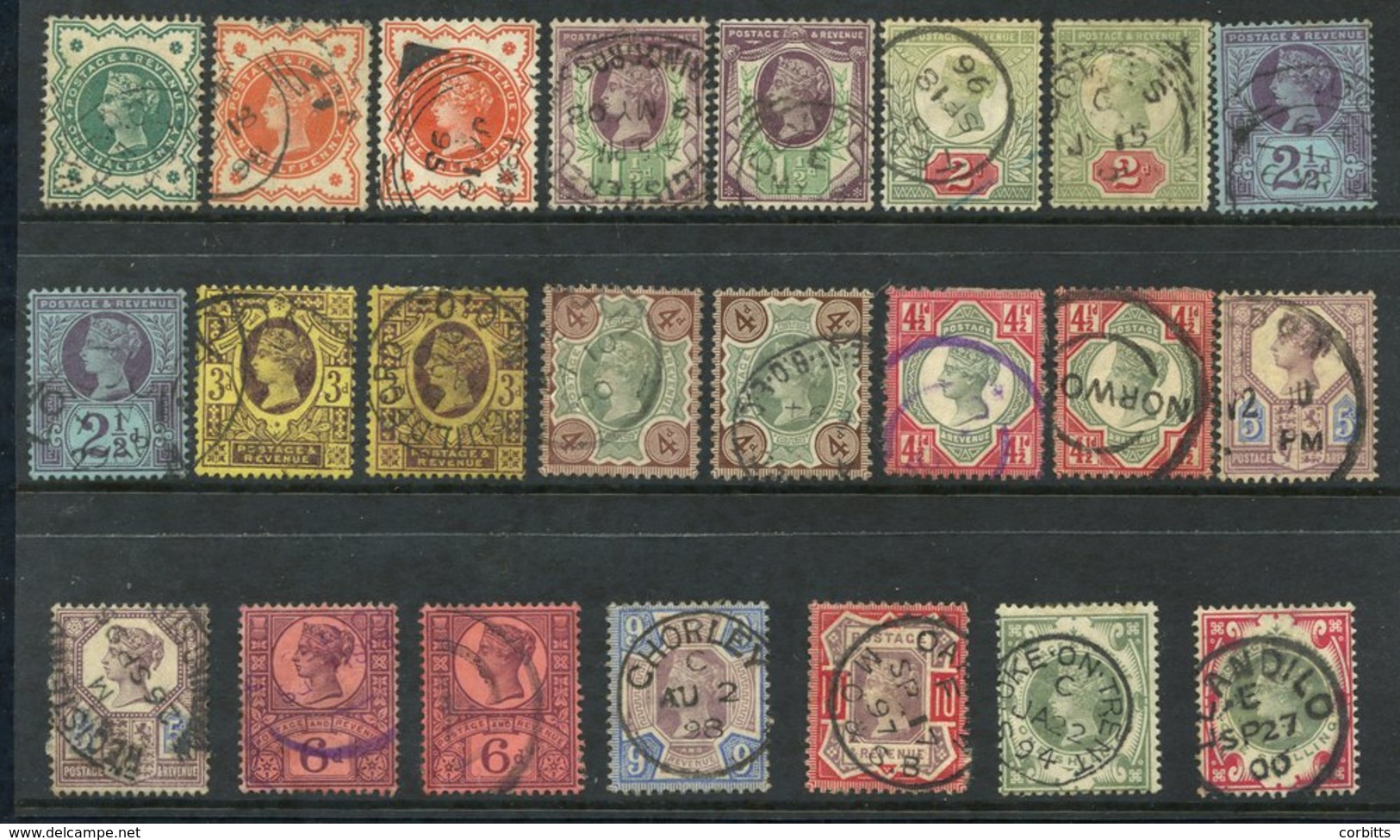 1887 Jubilee Set FU Incl. Odd Extra Shade, The 9d, 10d & Both 1s Bear Very Fine Cds's. SG.197/214. (23) - Andere & Zonder Classificatie