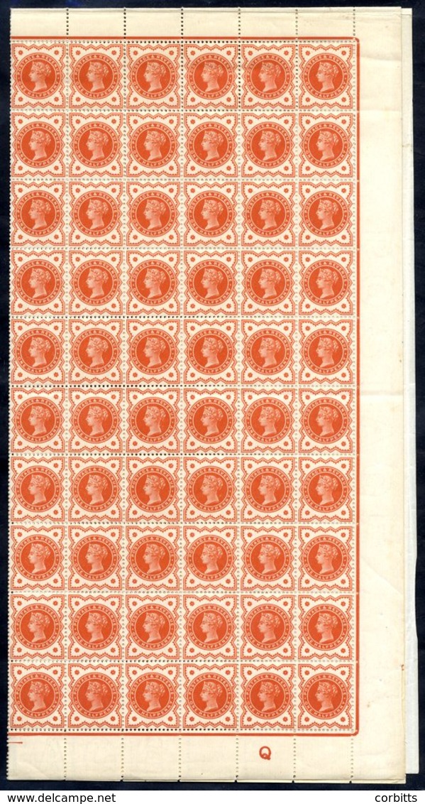 1887-92 Jubilee ½d Vermilion, A Complete 'Q' Control Folded Sheet Of 240 UM. SG.197. Cat. £780+ - Other & Unclassified