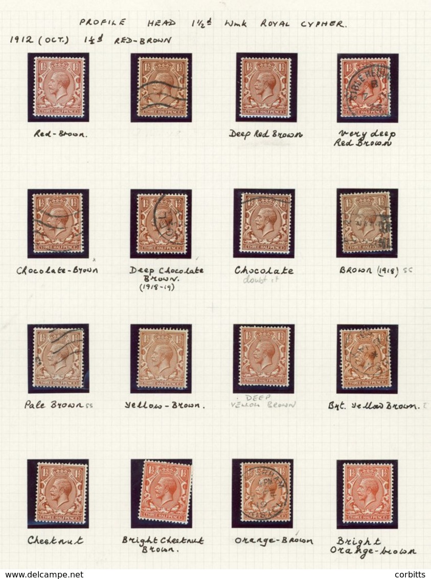 1912-13 Collection Of M (or UM) & FU On Leaves, Commencing With 1912 Royal Cypher 1½d M (7) & FU (9), 2d Die I M (3) & U - Autres & Non Classés