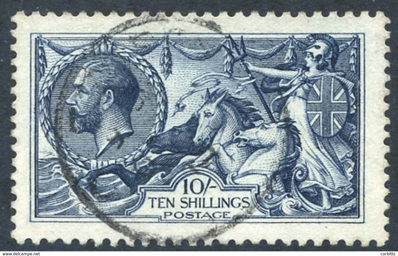 1913 Waterlow 10s Indigo Blue VFU With Circular Datestamp, SG.402. Attractive Stamp. Cat. £475 - Other & Unclassified