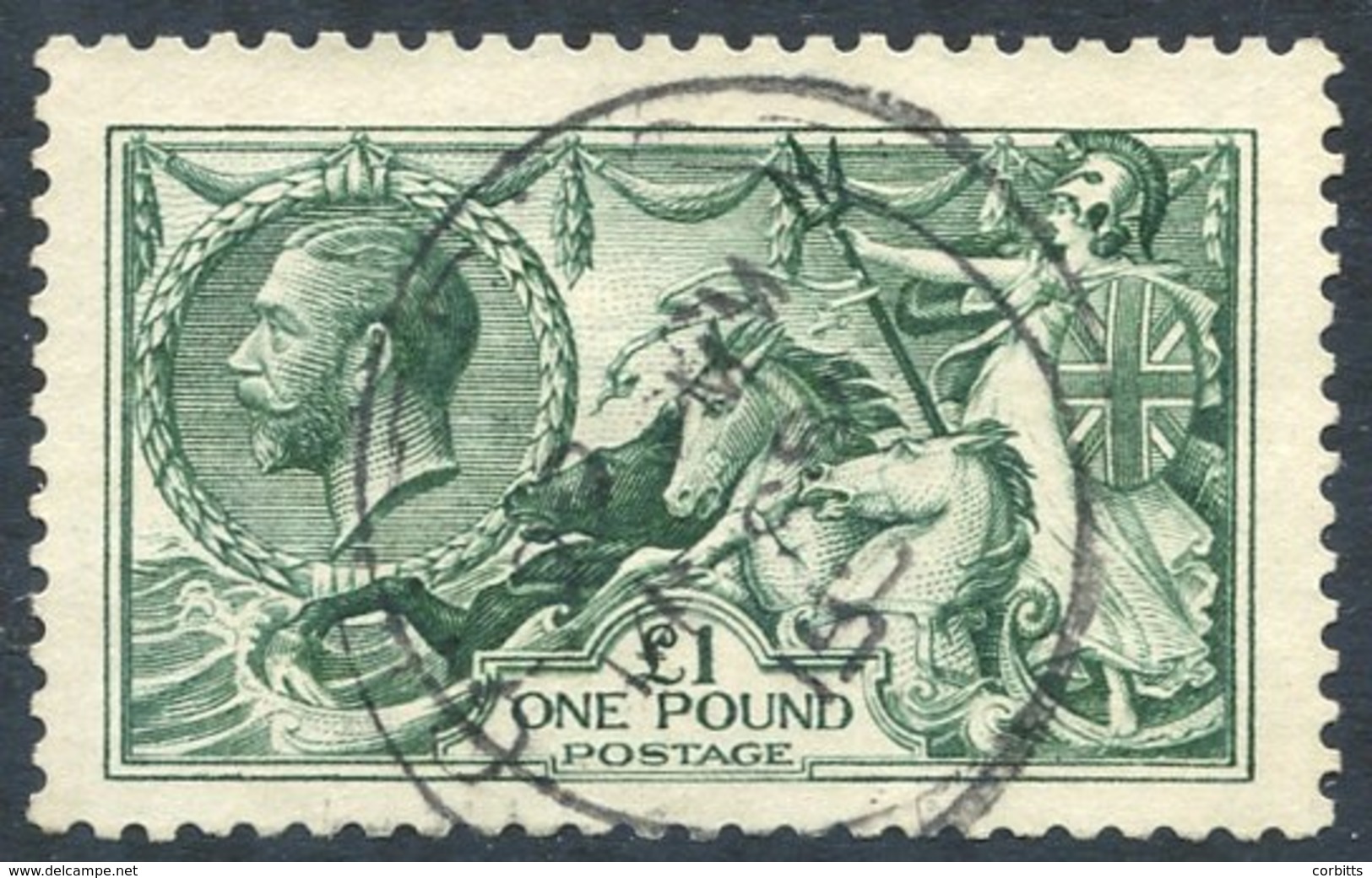1913 Waterlow £1 Dull Blue Green VFU, Centred Slightly Low, SG. 404 - Sonstige & Ohne Zuordnung