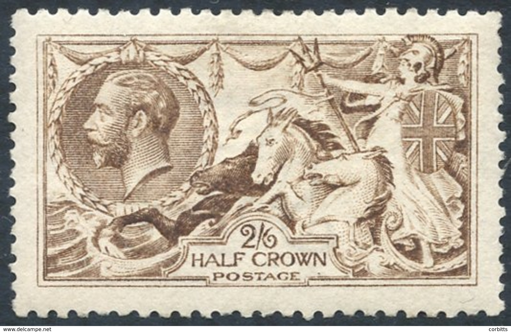 1915 DLR 2/6d Yellow Brown (worn Plate) UM Example, Well Centred With A Few Short Perfs. Right Side, SG. 406. (1) - Autres & Non Classés