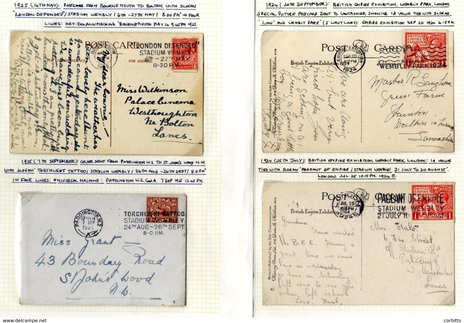 1924/25 Wembley Exhibition Collection Of Covers Or Cards With Definitive Or Wembley 1d Or 1½d Commemoratives Bearing A V - Sonstige & Ohne Zuordnung