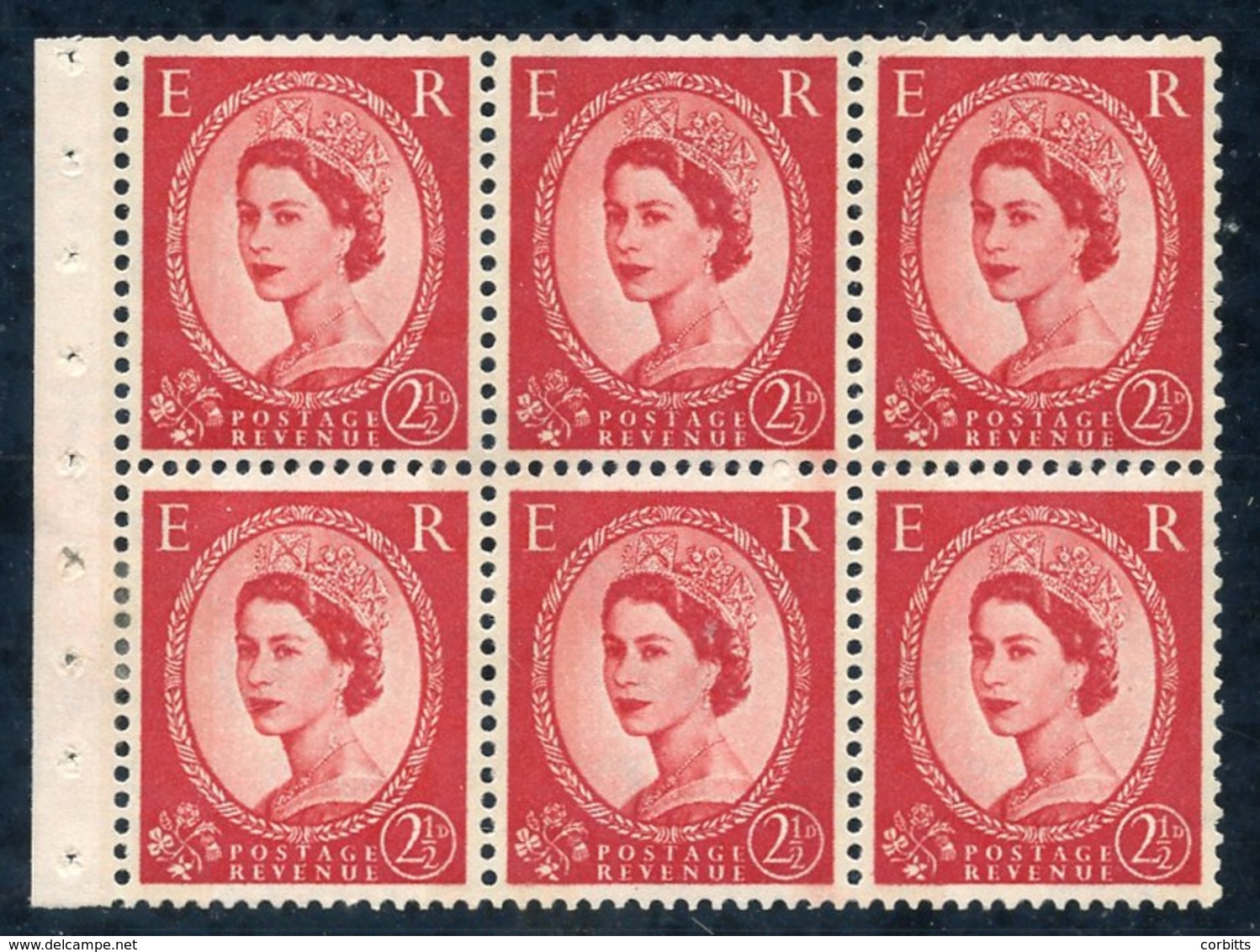 1960 Multiple Crowns Phosphor 2½d Carmine Red Booklet Pane Of Six UM Wmk Inverted With Good Perfs. Sec. SB86a. SG.614. C - Sonstige & Ohne Zuordnung