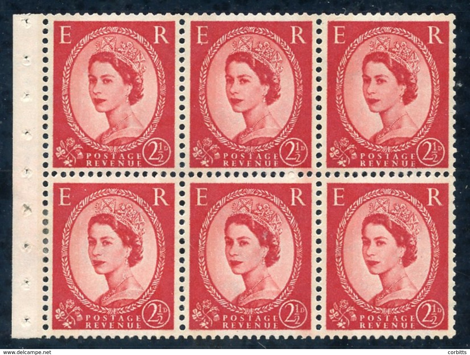 1960 Multiple Crowns Phosphor 2½d Carmine Red Booklet Pane Of Six UM Wmk Inverted With Good Perfs. Sec. SB86a. SG.614. C - Other & Unclassified