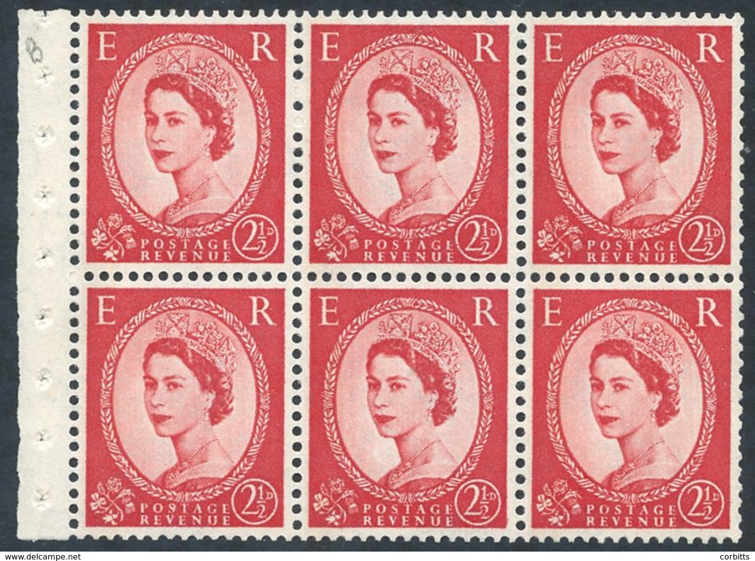 1962 Multiple Crowns Phosphor 2½d Carmine Red Left Band UM Booklet Pane Of Six, Wmk Inverted With Good Perfs, Spec. SB88 - Other & Unclassified