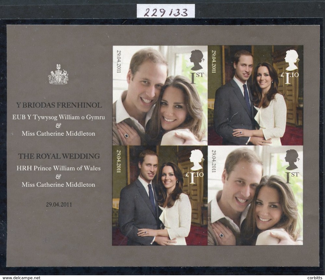 2011 Royal Wedding M/Sheet With Variety IMPERFORATE, UM (some Minor Bends/indentations), RPS Cert. 2019 Accompanies, Sta - Other & Unclassified