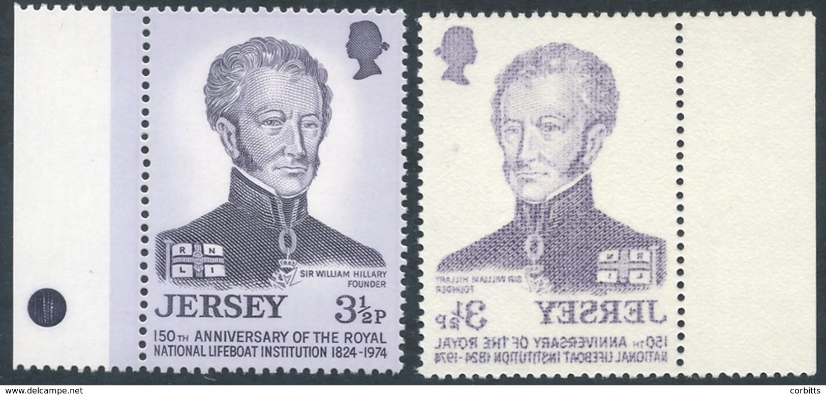 JERSEY 1974 150th Anniversary Of The Royal National Lifeboat Institution 3½p Sir William Hillary Founder, Marginal UM Sh - Sonstige & Ohne Zuordnung