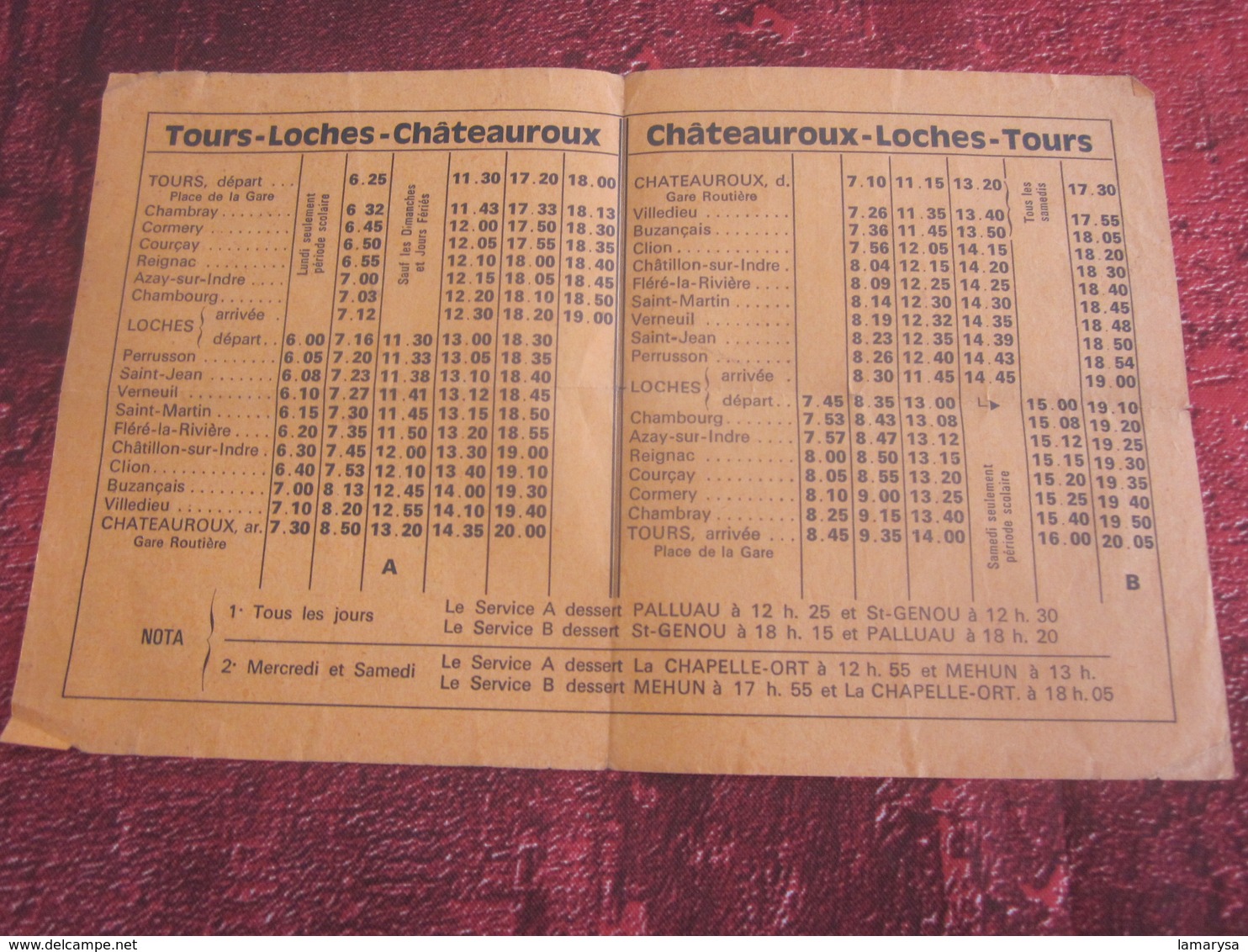 1973 SERVICE AUTOCARS COUDERT/CHARBONNEL-TOURS-LOCHES-CHATEAUROUX-LIGUEIL-CHATELLERAULT--Plans Réseaux-Schémas De Ligne - Europe